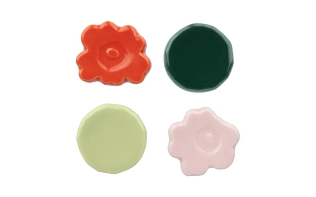 Marimekko Unikko & Kivet Chopstick Holders - Set Of 4 Pink-pear-red-dark Green