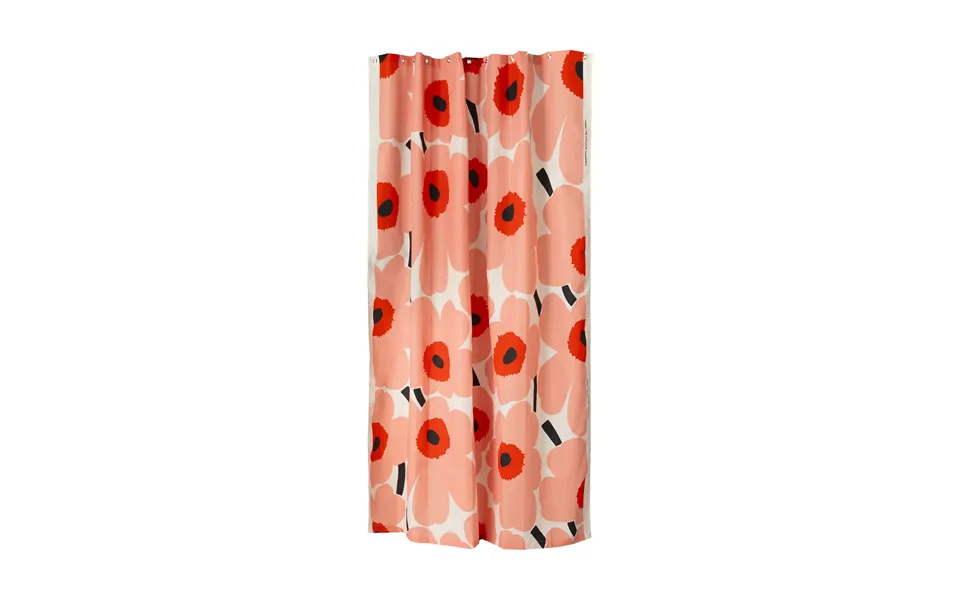 Marimekko Unikko Shower Curtain Offwhite-coral-red-charcoal