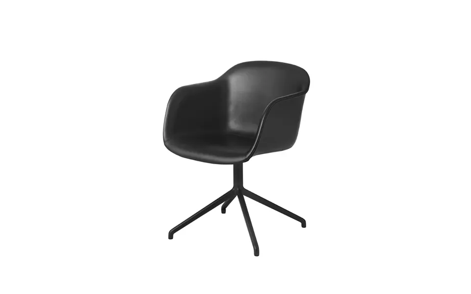 Muuto Fiber Armchair Office Chair Swivel Base With Return Black Leather-anthracite Black
