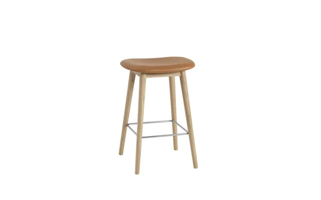 Muuto Fiber Counter Stool 65 Cm Leather Cognac - Oak Legs