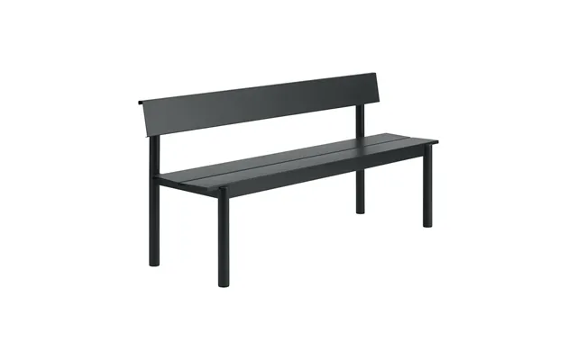 Muuto Linear Steel Bench With Backrest Black - 170x34 Cm