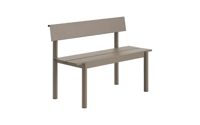 Muuto Linear Steel Bench With Backrest Taupe - 110x34 Cm