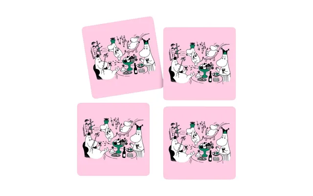 Opto Design Moomin 80 Glass Coasters 9x9 Cm 4-pack Pink