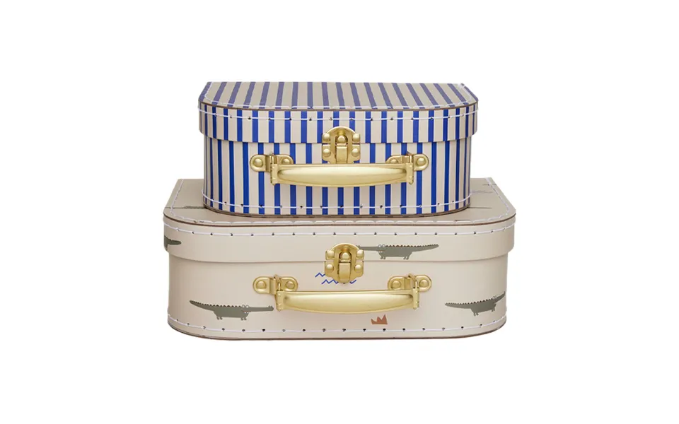 Oyoy Mini Crocodile & Stripes Suitcase Set Beige