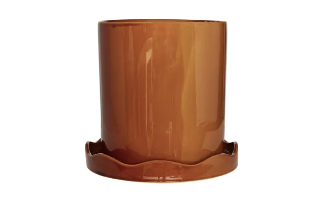 Oyoy Nami Pot With Saucer Ø27 Cm Large Amber