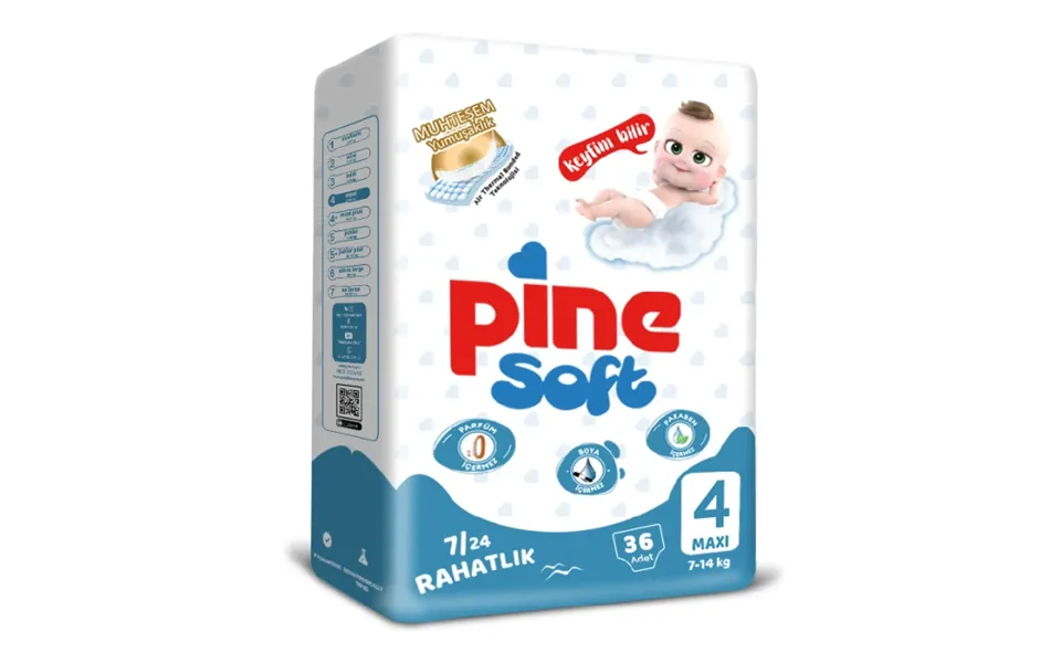 Pine Diapers Maxi 7-14 Kg - Size 4 X 36 Pcs