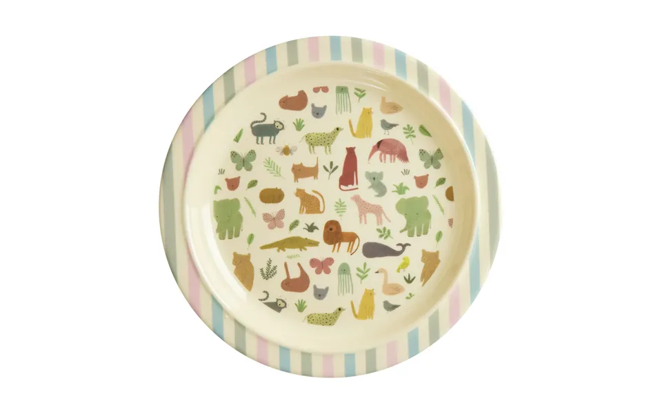 Rice Rice Melamine Children's Plate Ø22 Cm Sweet Jungle Print