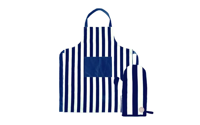 Sagaform Aron Apron And Oven Glove Set Blue-beige
