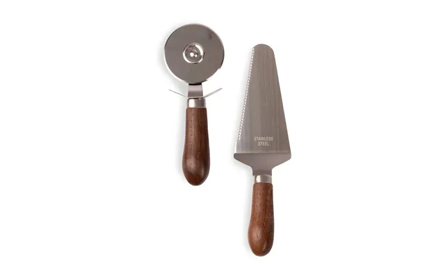 Sagaform Astrid Pizza- And Pie Set Brown-silver
