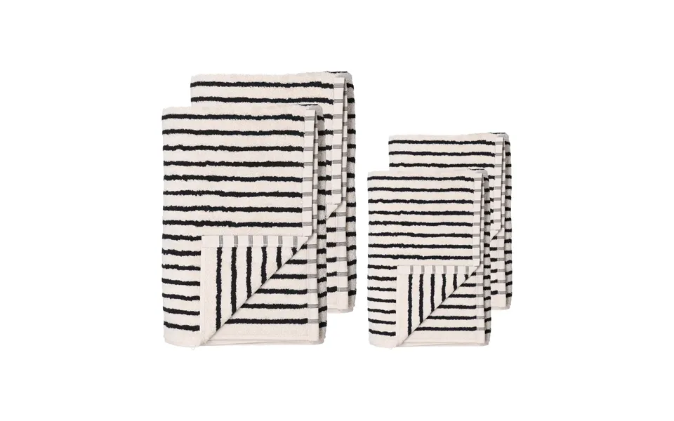 Scandi Living Drift Towel Set 4 Pieces - White-black