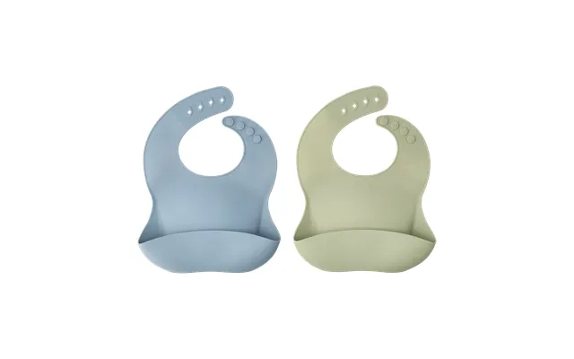 Scandi Living Silly Bib Silicone 2-pack Green-blue