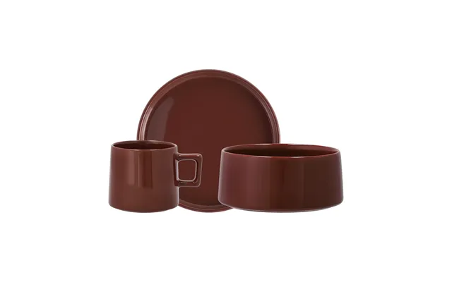 Scandi Living Taper Breakfast Set 12 Pieces - Red
