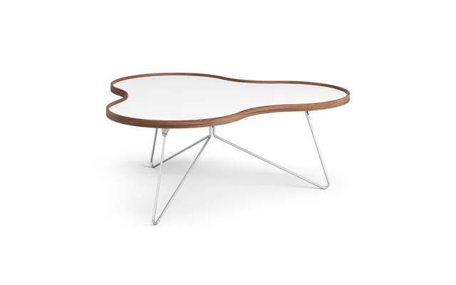 Swedese Flower Table 107x114 Cm H45cm-white-walnut Edge-chrome