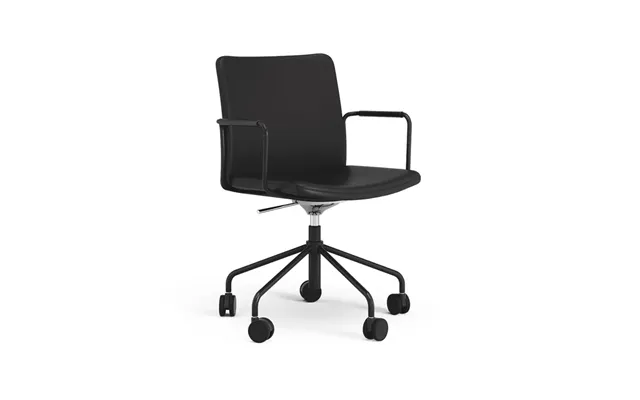 Swedese Stella Office Chair Can Be Raised Lowered With Tilt Leather Elmosoft 99999 Black - Black Stand