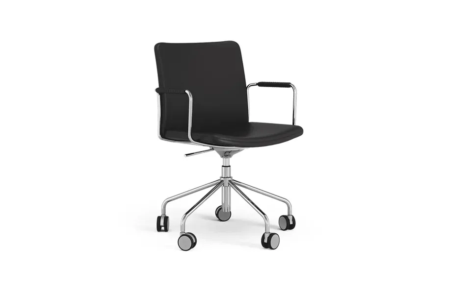 Swedese Stella Office Chair Can Be Raised Lowered With Tilt Leather Elmosoft 99999 Black - Chrome Stand