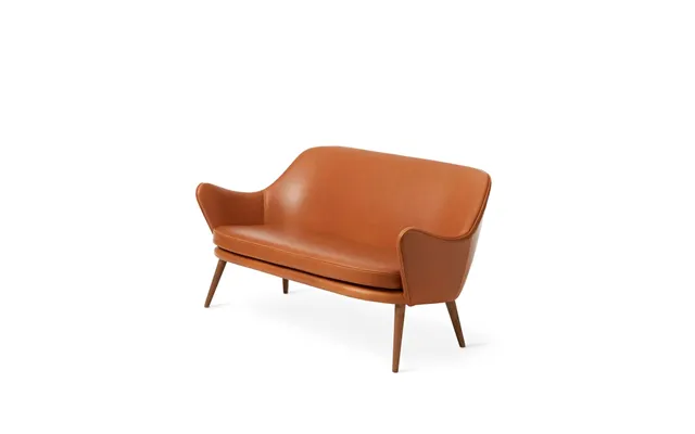 Warm Nordic Dwell Sofa 2-seat Leather Silk 250 Cognac. Leg In Smoked Oak