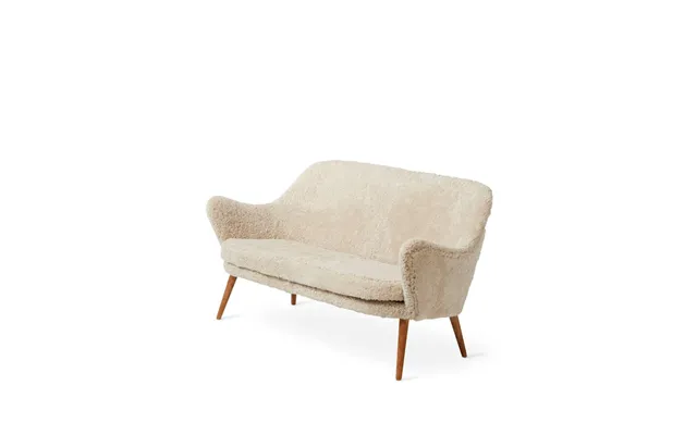Warm Nordic Dwell Sofa 2-seat Sheepskin Moonlight. Leg In Smoked Oak