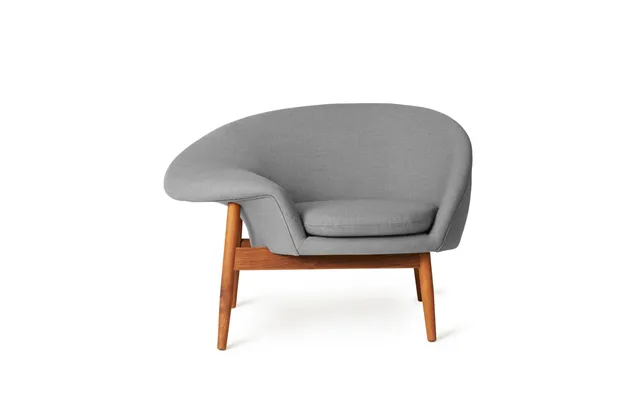 Warm Nordic Fried Egg Armchair Fabric Canvas 134 Grey Melange - Oiled Teak Legs