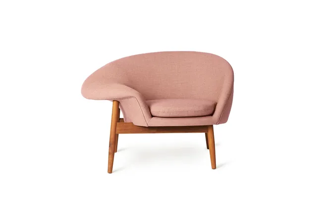 Warm Nordic Fried Egg Armchair Fabric Canvas 614 Pale Rose - Oiled Teak Legs