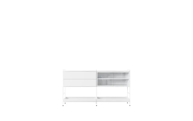 Zweed Molto Medium Side Table White - 2 Sections With Display Case
