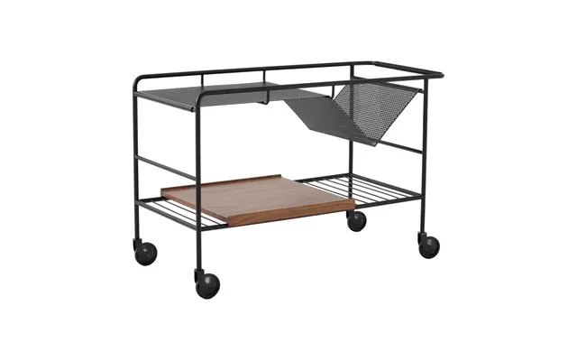 &tradition Alima Storage Trolley Varnished Walnut Black & Lacquered Walnut