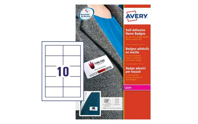 Avery L4785-20 80 X 50mm Self Adhesive Silk Name Badges 20 Sheets - 10 Labels Per Sheet