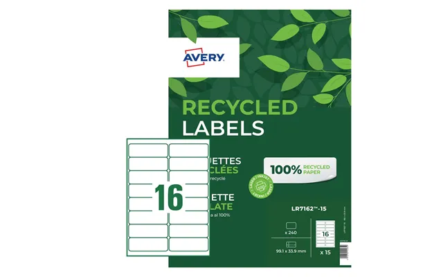 Avery Lr7162-15 Recycled Address Labels 15 Sheets - 16 Labels Per Sheet
