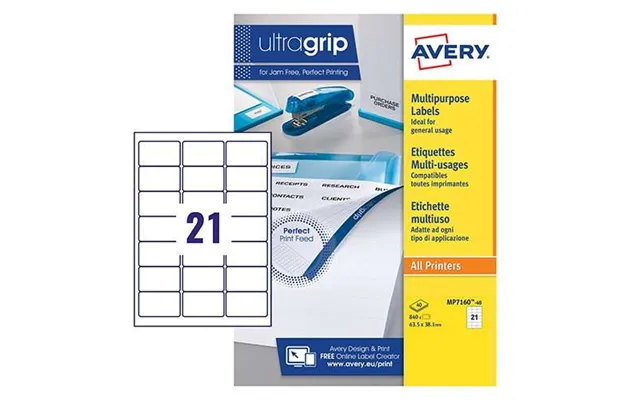 Avery Mp7160-40 63.5 X 38.1mm Permanent Multipurpose Labels 40 Sheets - 21 Labels Per Sheet