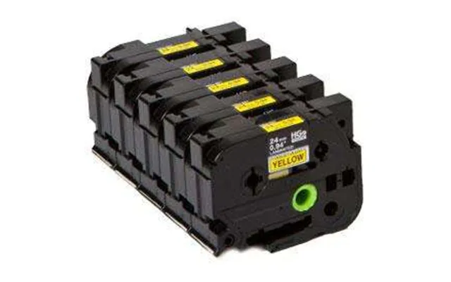 Brother Hge-651v5 Black On Yellow 8m X 24mm High Grade Tape 5pk
