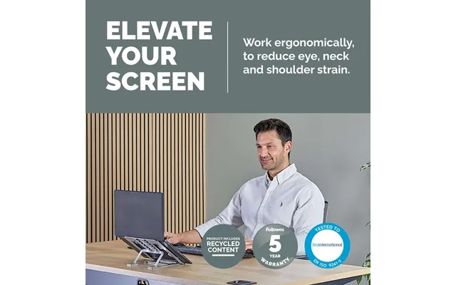 Fellowes Adjustable Laptop Riser Alumia Portable Laptop Stand Silver