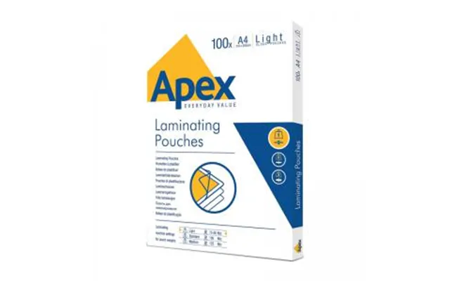 Fellowes Apex A4 Light Duty Laminating Pouches Clr Pack Of 100 6003201