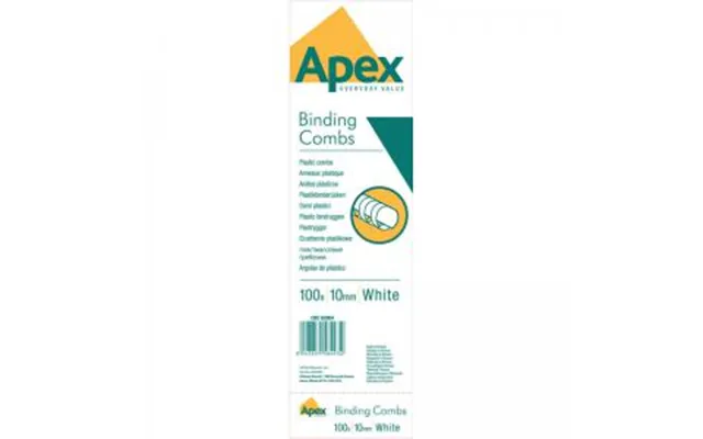 Fellowes Apex Plastic Binding Combs 10mm White Pack Of 100 6200401