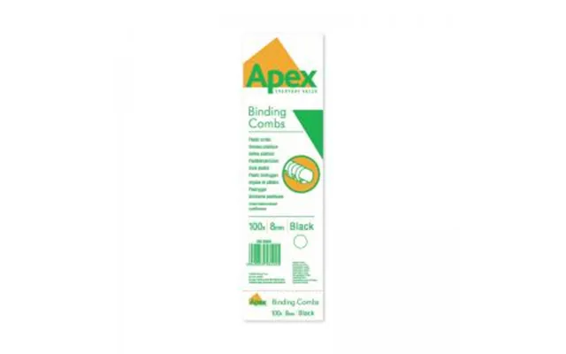 Fellowes Apex Plastic Binding Combs 8mm Black Pack Of 100 6200301