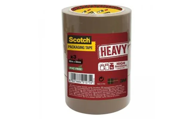 Scotch Packaging Tape Heavy Brown 50mm X 66m Pack 3 7100303336 38956mm