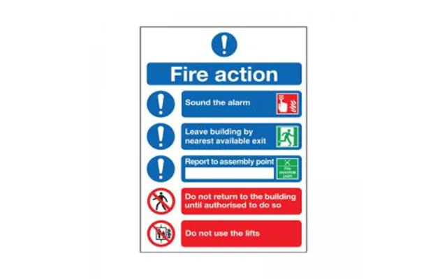 Signs And Labels Safety Sign Fire Action Symbols A4 Self Adhesive