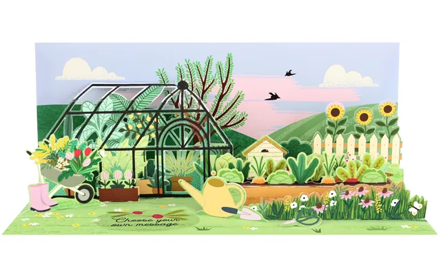 Garden Greenhouse Panoramics Pop-up Greeting Card
