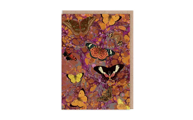 Marble Butterfly Pink Birthday Card