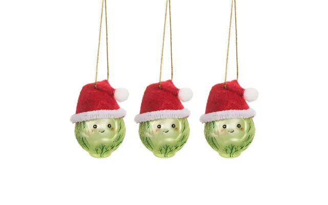 Mini Santa Brussel Sprout Baubles - Set Of 3