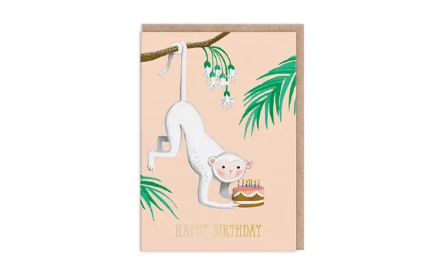 White Monkey Birthday Card