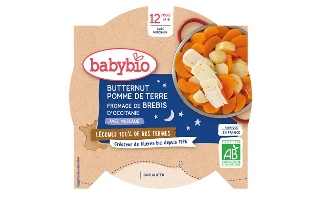 Babybio Vegetables Night Dish Organic Butternut And Red Potato Of 12 Months 230g