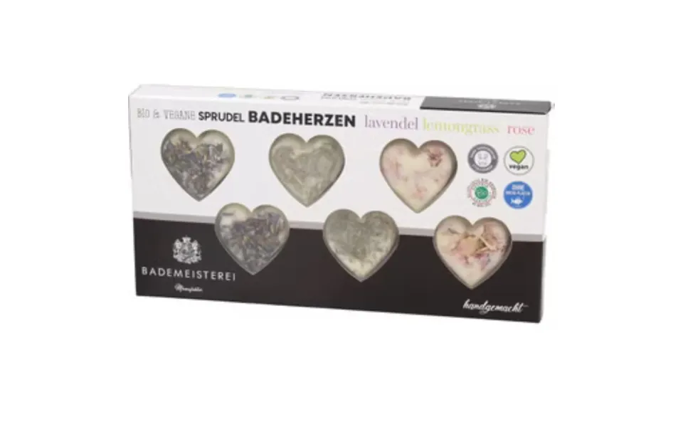 Bademeisterei Set Of 6 Bio Effervescent Bath Hearts