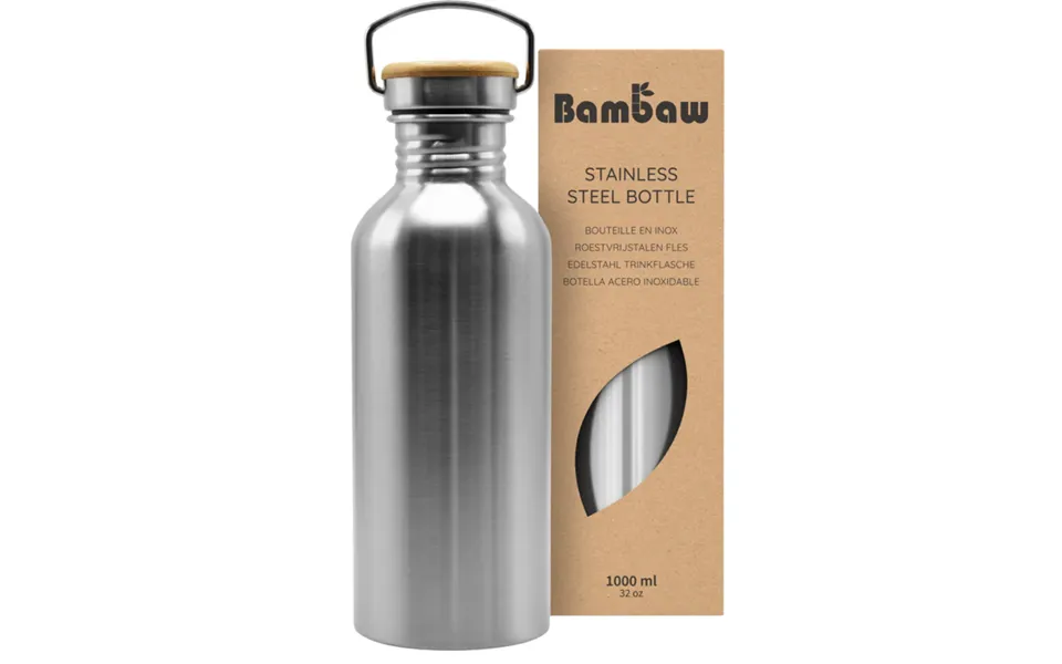Bambaw Stainless Steel Water Bottle 1000ml Steel Naturale