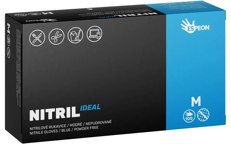 Espeon Nitril Ideal Blue Powder-free Nitrile Gloves Size M 100 Pieces