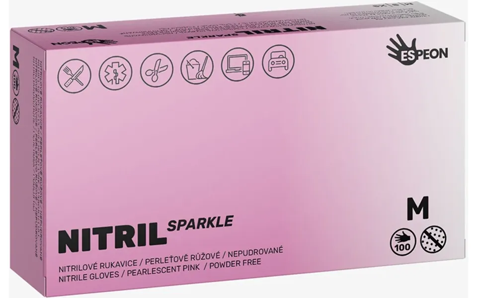 Gloves Espeon Nitrile Sparkle Pearlescent Pink In Nitrile Powder Free Size M 2x50 Pcs