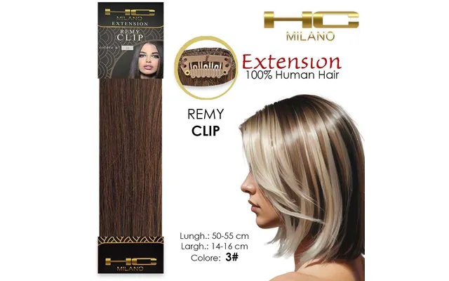 Hc Milano Natural Hair 3 Clips 1 Strip Remy Width 14-16cm Length 55cm Color 3