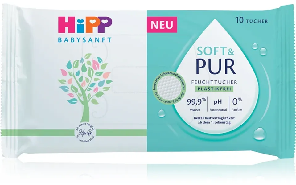 Hipp Soft & Pur Wet Cleansing Wipes For Babies 10 Pieces
