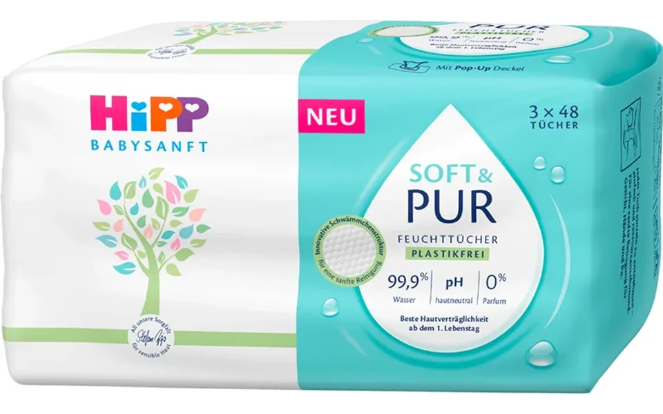 Hipp Soft & Pur Wet Cleansing Wipes For Babies 3x48 Pieces