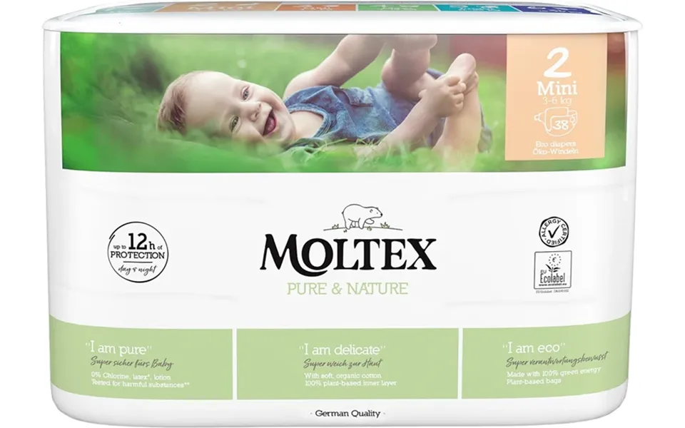 Moltex Pure & Nature Mini Size 2 Eco Disposable Diapers 3-6 Kg 38 Pieces