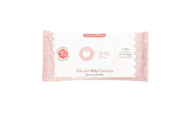 Musc Intimo Intimate Wipes 100% Cotton Sweet Litchi Scent X30