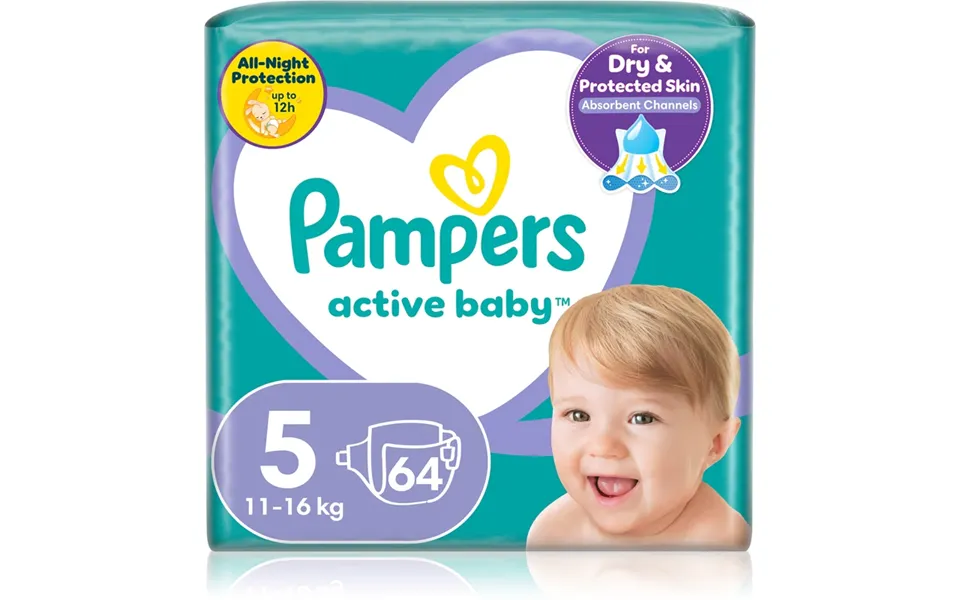 Pampers Active Baby Size 5 Disposable Diaper 11-16 Kg 64 Pieces
